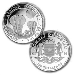 2004-2014 1 oz Silver Somalian Elephant Anniversary Set