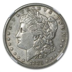 1883 Morgan Dollar AU-53 NGC Curved Clip Mint Error