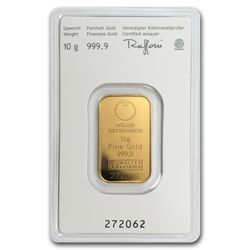 10 gram Austrian Mint Gold KineBar .9999 Fine (In Assay