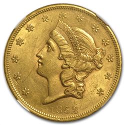 1852 $20 Gold Liberty Double Eagle - (AU Details) - NGC