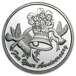 2014 1 oz Anniversary Bells Silver Round (w/Gift Box &a