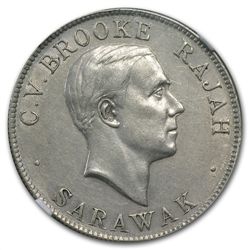 Sarawak 1927 Silver 50 Cents NGC AU Details