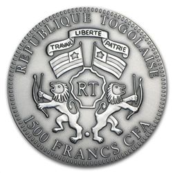 Togo 2012 Silver 2 oz Year of the Dragon - Amber