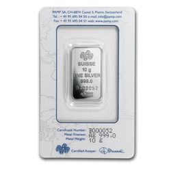 10 gram Pamp Suisse Silver Bar - Fortuna (In Assay)