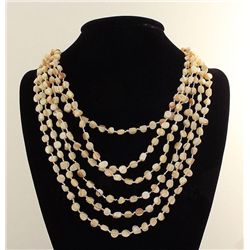 487CTW GOLDEN WHITE 6ROW MOTHER OF PEARL NECKLACE