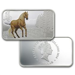 2014 1 oz Proof Silver Rectangle Year of the Horse 4 Co