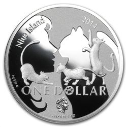 Niue 2014 Silver Proof Man's Best Friends - Cats - Pers