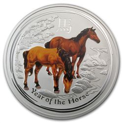 2014 1 Kilo Silver Australian Year of the Horse Coloriz