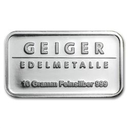 10 gram Geiger 'Security Line' Silver Bar .999 Fine