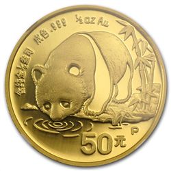 1987 (1/2 oz Proof) Gold Chinese Pandas - PF-68 UCAM NG