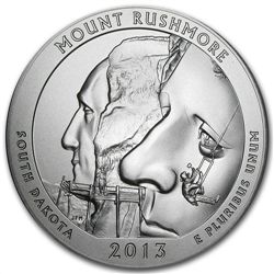 2013-P 5 oz Silver ATB - Mt. Rushmore w/ Box &amp; COA