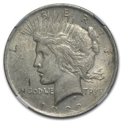 1922 Peace Dollar - AU-53 - NGC Obverse Struck Thru Min