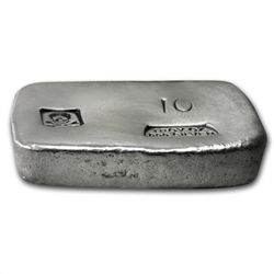 10 oz Skull &amp; Bones Silver Bar .999 Fine