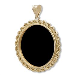 14K Gold Onyx Rope Polished Bezel - 16.5 mm