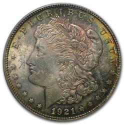 1921 Morgan Dollar - MS-62 PCGS - Phoenix Toning - CAC