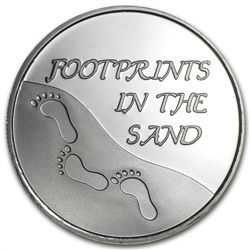 1 oz Footprints in the Sand Silver Round - Plain(w/Box