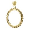 Image 1 : 14K Gold Prong Rope Polished Coin Bezel - 22 mm