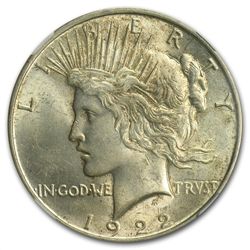 1922 Peace Dollar AU-58 NGC VAM-1F LDS Field Die Break