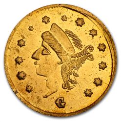 1867 BG-825 Round Liberty 25 Cent Gold MS-61