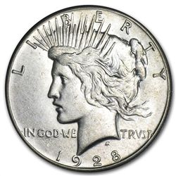 1928 Peace Dollar - Almost Uncirculated-58