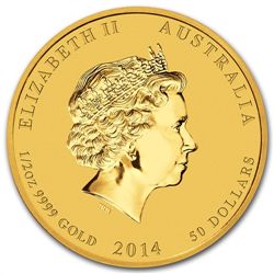2014 1/2 oz Gold Lunar Year of the Horse Colorized (Ser