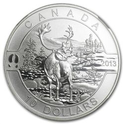 2013 1/2 oz Silver Canadian $10 The Caribou PF-70 Matte