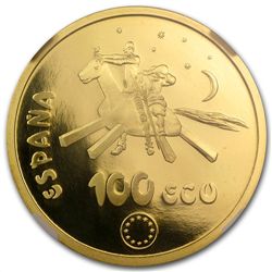 Spain 1994 Gold 100 Ecu Cervantes PF-69 UCAM NGC