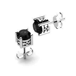 Black Diamond 1.70ctw Earring 14kt White Gold