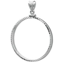 Sterling Silver Screw Top Diamond Cut Coin Bezel - 40.6