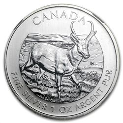 2013 1 oz Silver Canadian Wildlife Series - Antelope MS