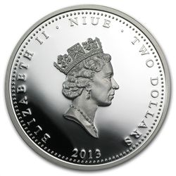 2013 1 oz Silver Niue Love is Precious Purple Heart (W/