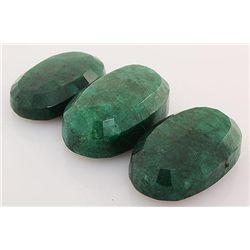 163.51ctw Faceted Loose Emerald Beryl Gemstone Lot of 3