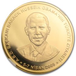 Turkey 2009 Gold 200 Lira Obama's Visit PF-69 UCAM NGC