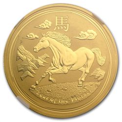 2014 1 oz Gold Lunar Year of the Horse (SII) MS-70 NGC