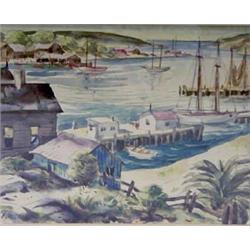 HENRY GASSER (American. 1909-1981) "Harbor Scene". Signed H. Gasser l/l. Watercolor. Measuring 7...