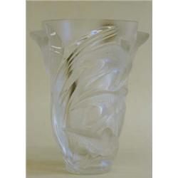LALIQUE MOLDED AND FROSTED CRYSTAL "MARTINETS" VASE French. Signed Lalique France. Catalogue No....