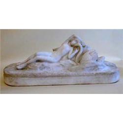 PAUL LANDOWSKI (French. 1875-1961) "Leda and the Swan". Signed and dated 1927. Carved Marble. Len...