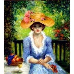 CHERRY JEFFE HULDAH (American. 20th Century) "In the Patio". Signed Huldah l/l. Also signed, titl...