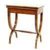 Image 1 : GOOD GEORGE III WALNUT GAME TABLE English. Circa 1810. The revolving hinged rectangular top openi...