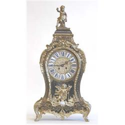 LOUIS XV STYLE ORMOLU MOUNTED "BOULLE" BRACKET CLOCK French. 19th Century. The dial fitted with w...