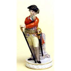 MEISSEN PORCELAIN FIGURE OF A GENTLEMAN German. 19th Century. Underglazed blue crossed swords and...