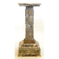 PAIR OF EMPIRE STYLE GILT BRONZE MOUNTED MARBLE PEDESTALS French. 19th Century. The square top ab...