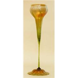 TIFFANY STUDIOS FAVRILE GLASS FLORIFORM VASE American. Circa 1902. Inscribed L.C.T. Q1701. The in...
