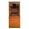 Image 1 : GEORGE III INLAID MAHOGANY SECRETAIRE BOOKCASE English. Circa 1810. In two parts. The molded corn...