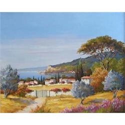JACQUES BOIREDON (French. 20th Century) "Paysage Mediterranien". Signed J. Boiredon l/r. Also sig...