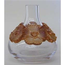 FINE LALIQUE AMBER OVERLAY AND CUT CRYSTAL "ATOSSA" VASE French. Signed Lalique France. Catalogue...