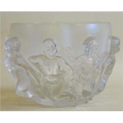 LALIQUE MOLDED AND FROSTED CRYSTAL "LUXEMBURG" VASE French. Signed Lalique France. Catalogue No....