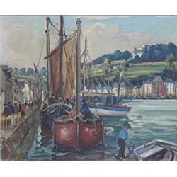 HENRI TURON-LAGAU (French. 20th Century) "Harbor Scene". Signed H. Turon-Lagau and dated 48 l/r....