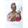 Image 1 : FRAMED HAND COLORED LITHOGRAPH "Ne-O-Mon-Ne, An Ioway Chief". Unsigned. Published in Philadelphia...