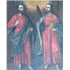 Image 1 : CUZCO SCHOOL (19th Century) "Jesus Christ and John the Baptist". Unsigned. Oil on Canvas Laid Dow...